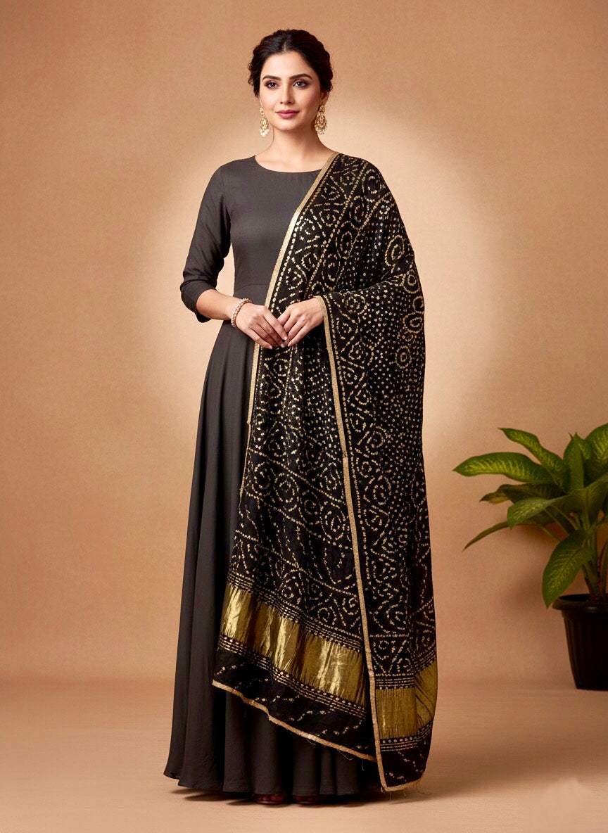 Gajji Silk Black Dupatta