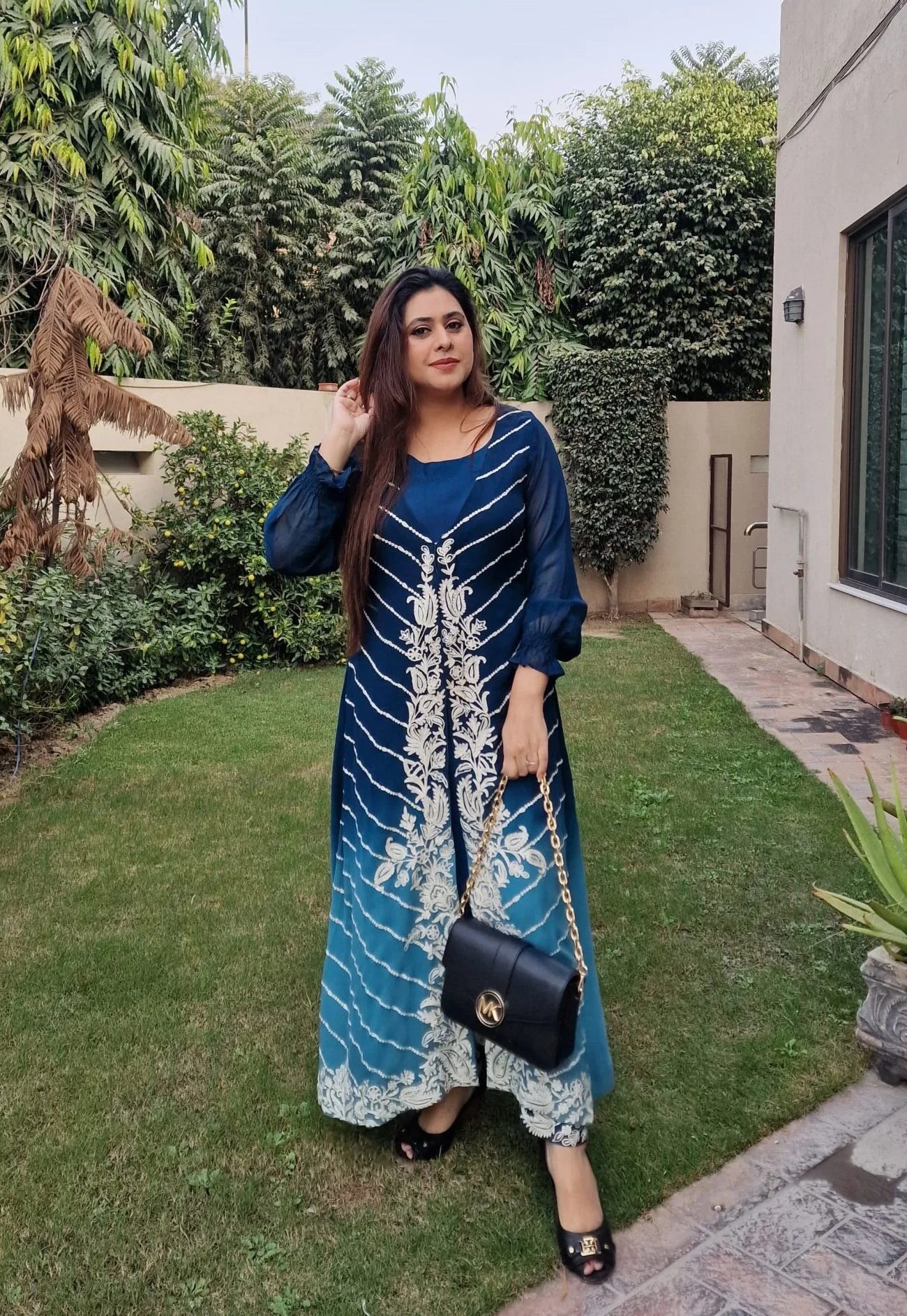 Floral Gown (Blue Ombre)