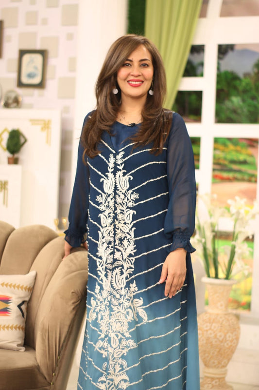 Floral Gown (Blue Ombre)