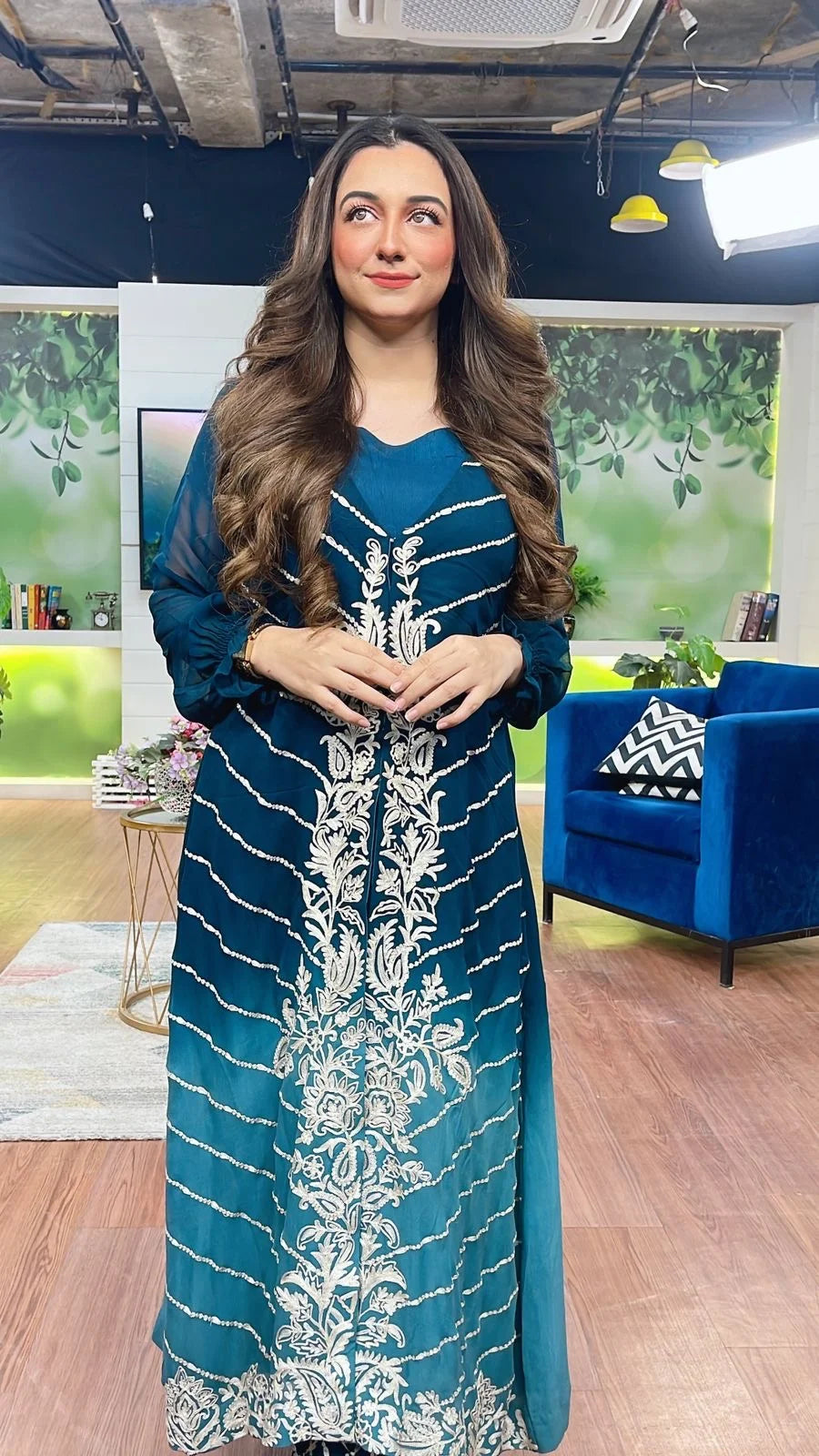 Floral Gown (Blue Ombre)