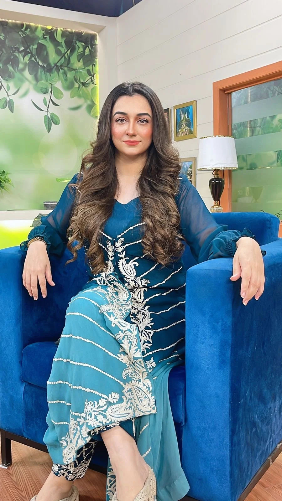 Floral Gown (Blue Ombre)