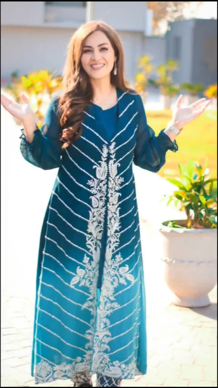 Floral Gown (Blue Ombre)