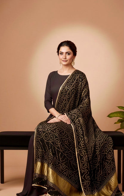 Gajji Silk Black Dupatta