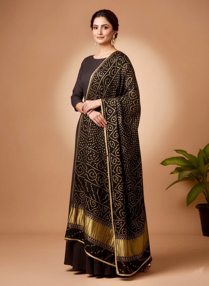 Gajji Silk Black Dupatta