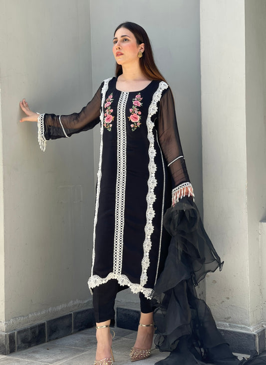 Black Frill Dupatta