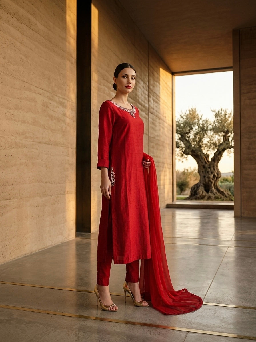 Red Crystal (raw silk)