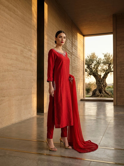 Red Crystal (raw silk)