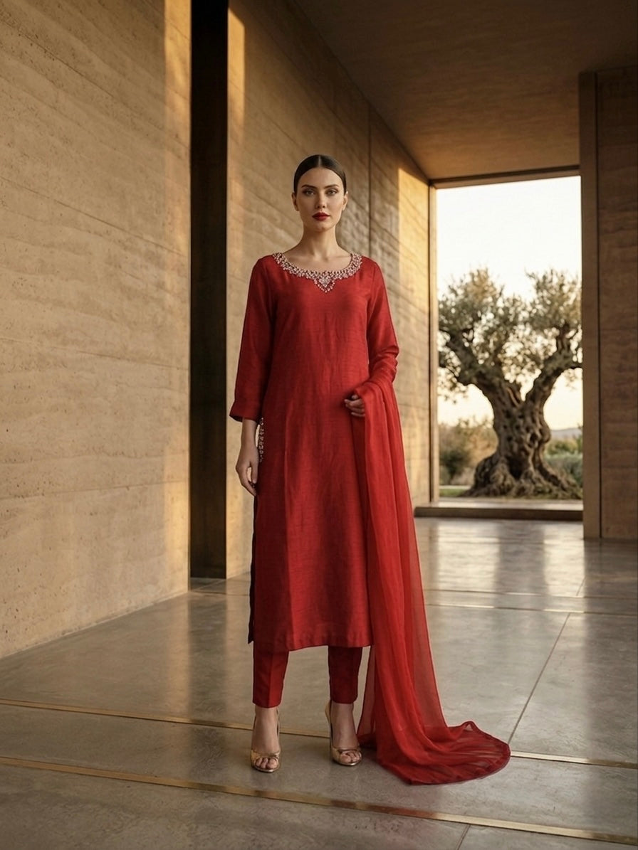 Red Crystal (raw silk)