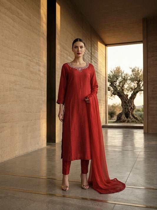 Red Crystal (raw silk)