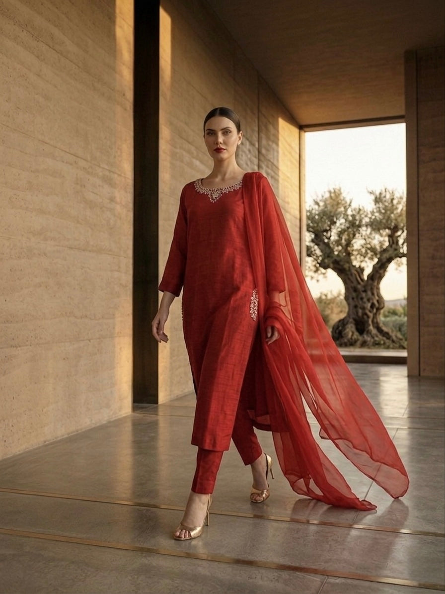 Red Crystal (raw silk)