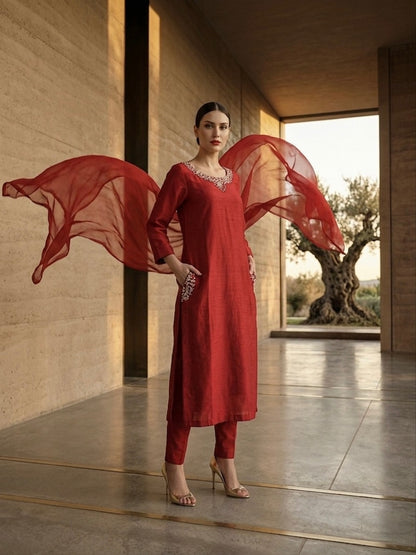 Red Crystal (raw silk)