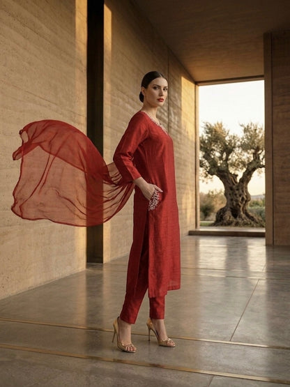 Red Crystal (raw silk)