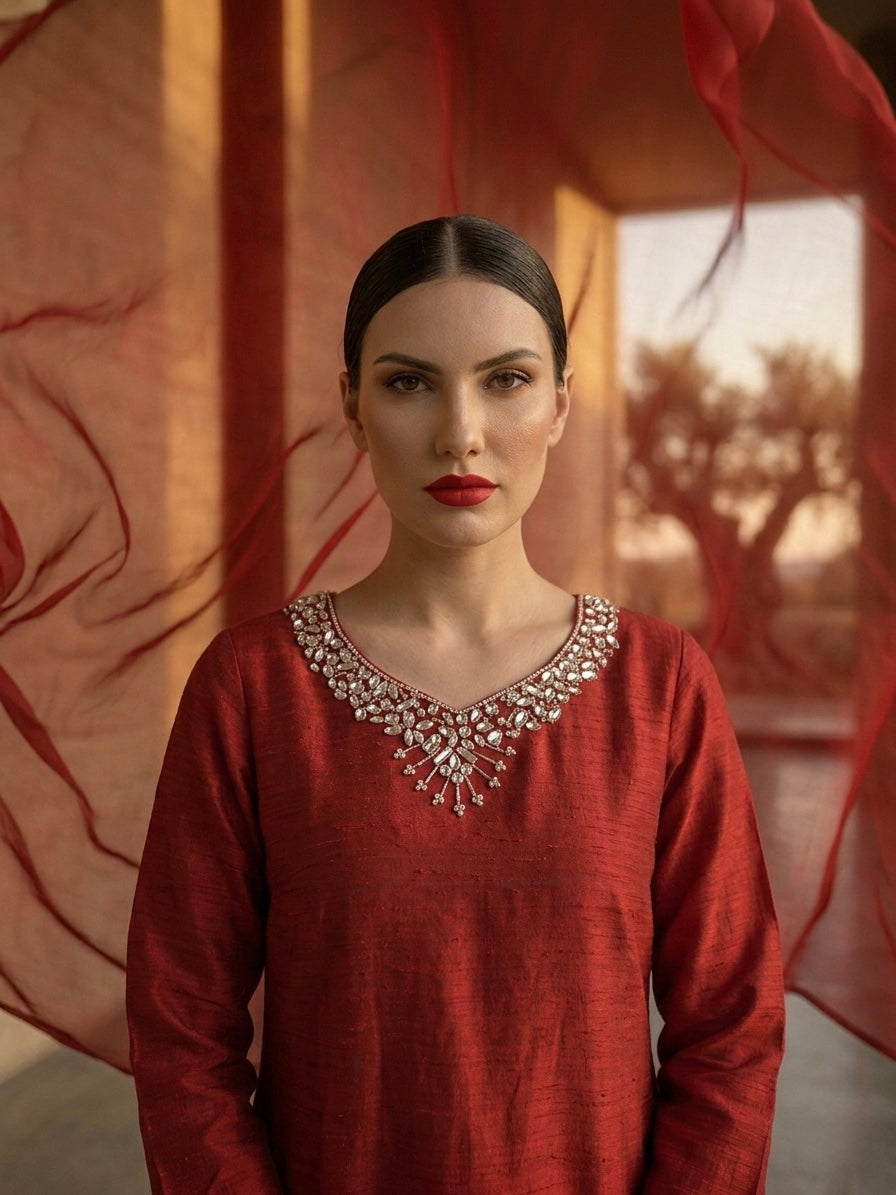 Red Crystal (raw silk)