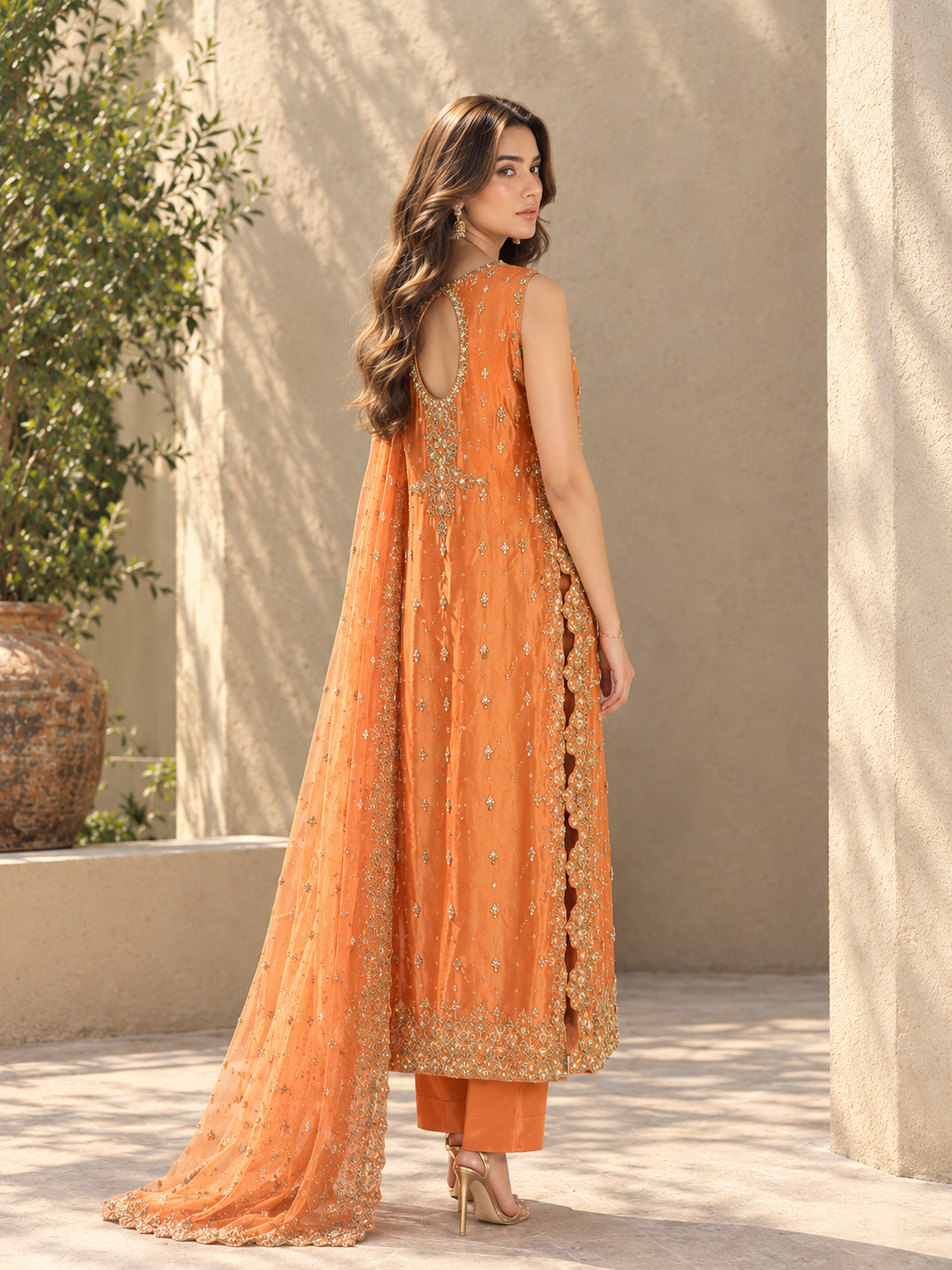 Orange dabka ensemble