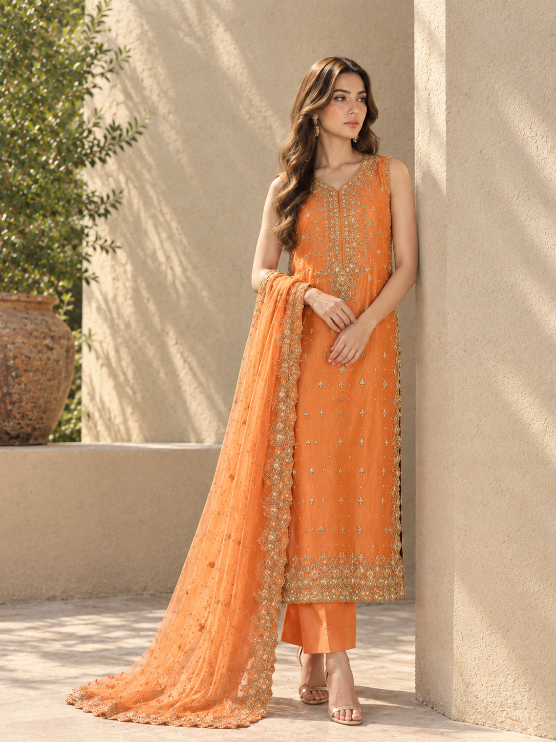 Orange dabka ensemble