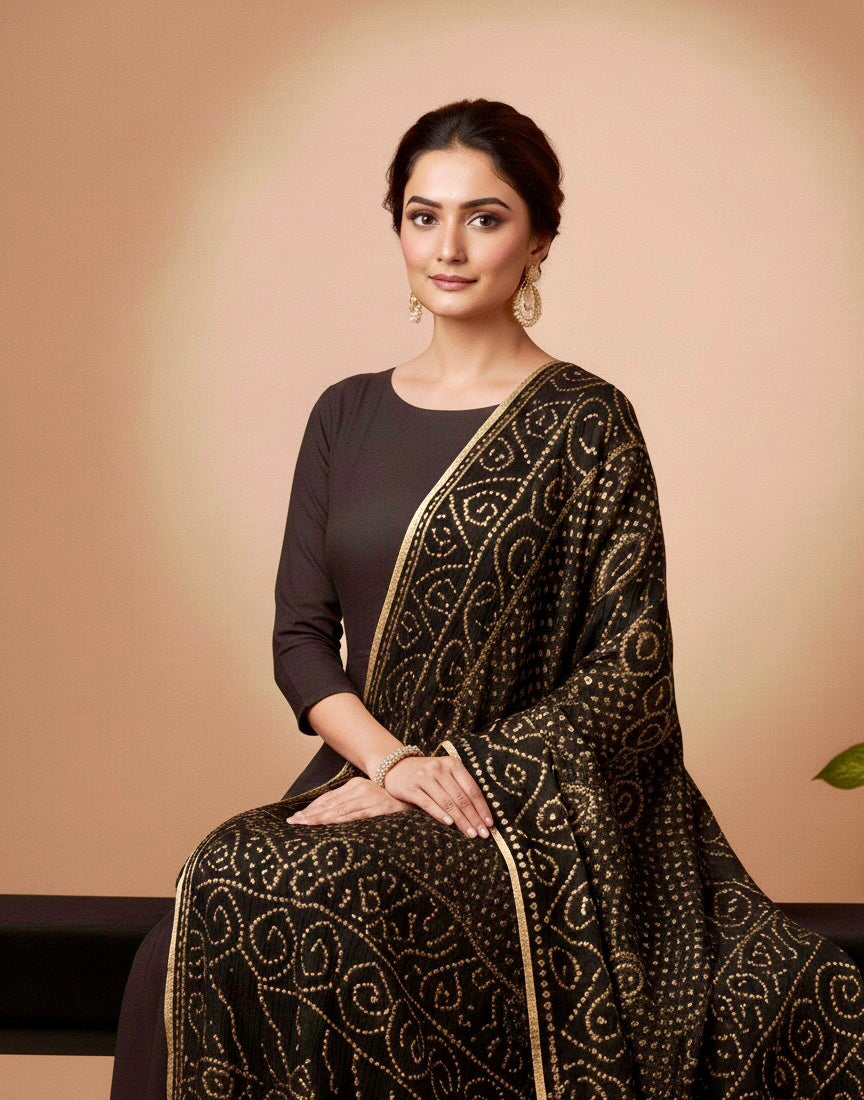 Gajji Silk Black Dupatta