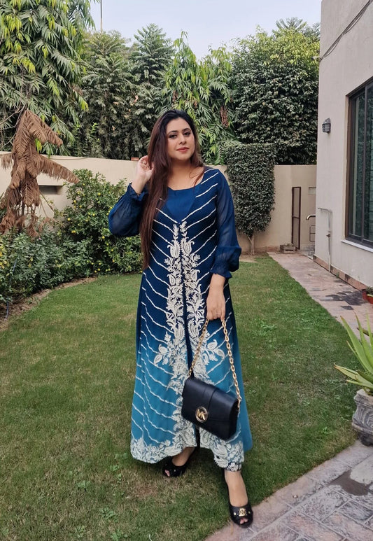 Floral Gown (Blue Ombre)