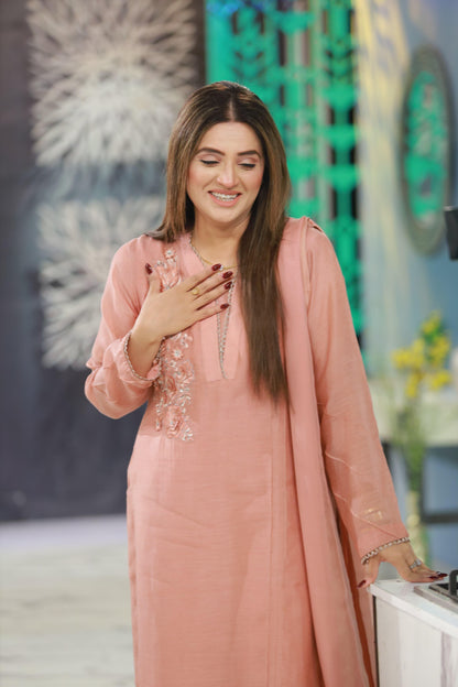 Floral pink cutwork
