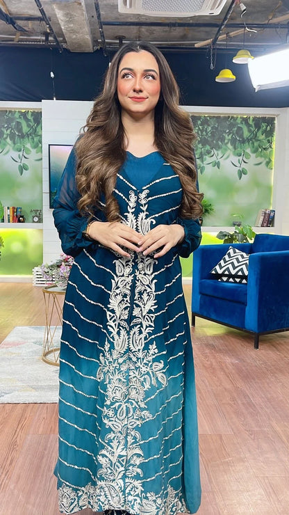 Floral Gown (Blue Ombre)